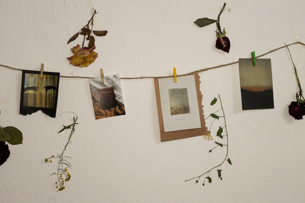 pictures clipped on a string