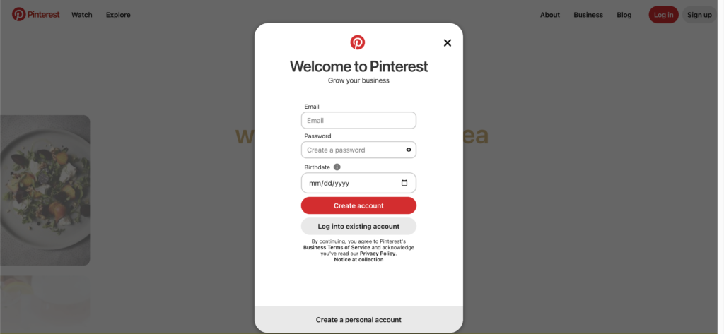 pinterest business account vs personal