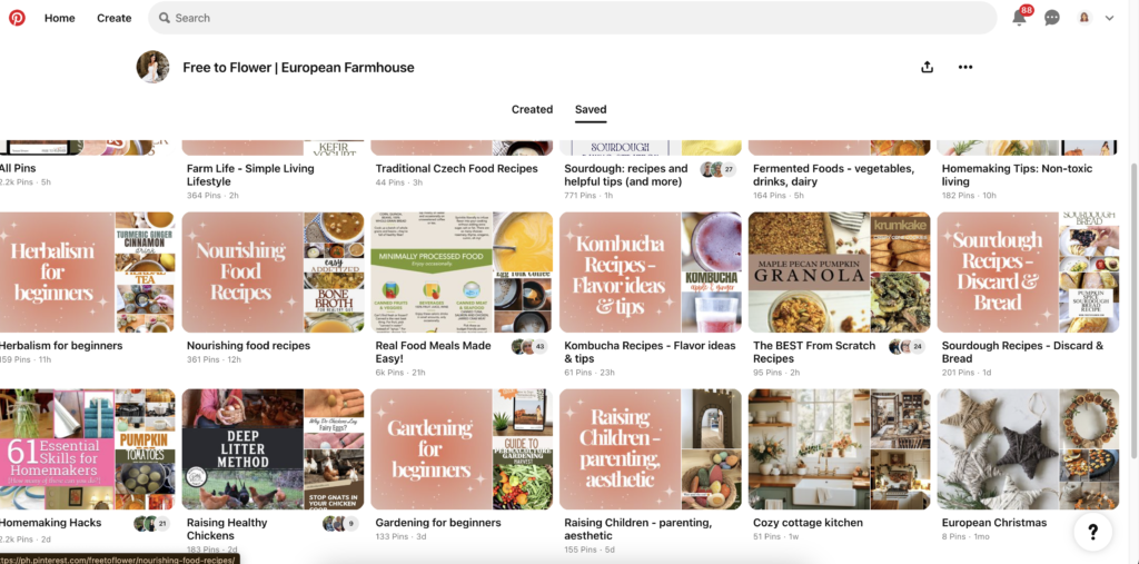 pinterest boards organization