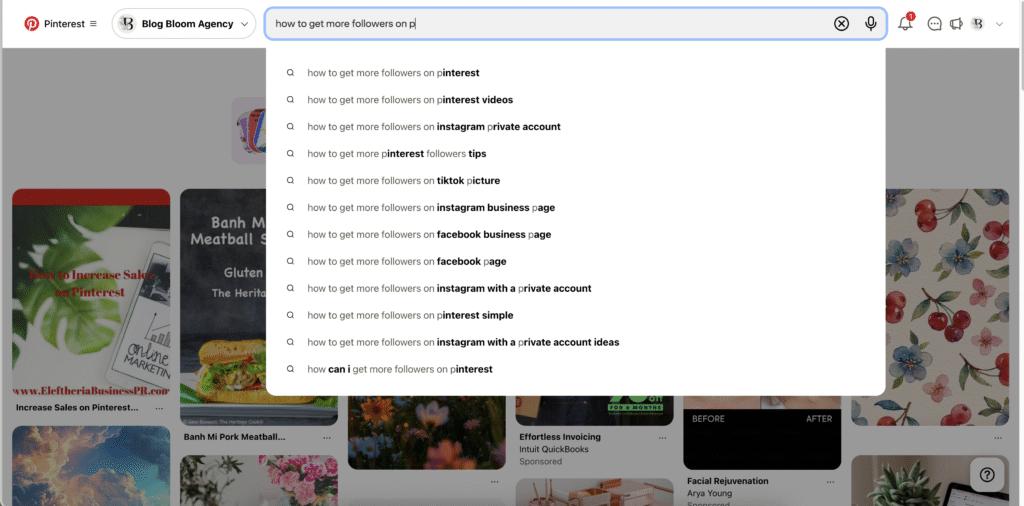 pinterest search bar
