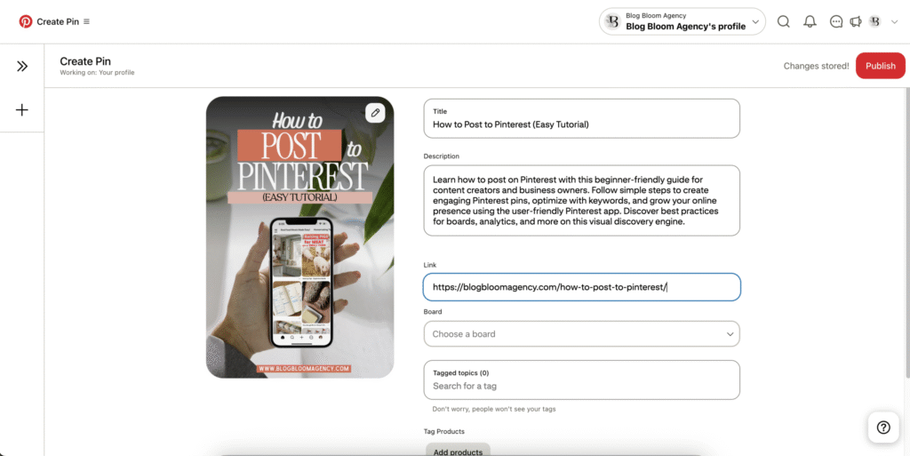 adding a link to the pin - How to post to Pinterest